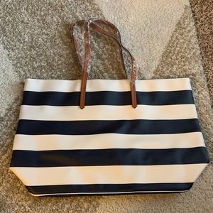 JustFab Faux Leather Striped Tote Bag